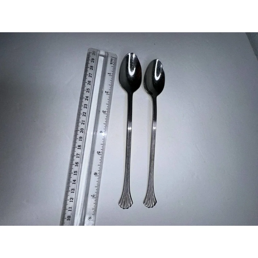Oneida Iced Tea Spoon Ribbed Flare Stainless Flatware Set 2 Pc Replacement‎
